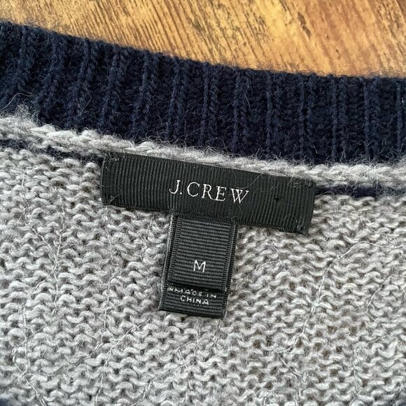 J Crew Womens Sweater Sz Medium Gray Wool Sequined Wool Mohair Holiday Preppy - Picture 6 of 6